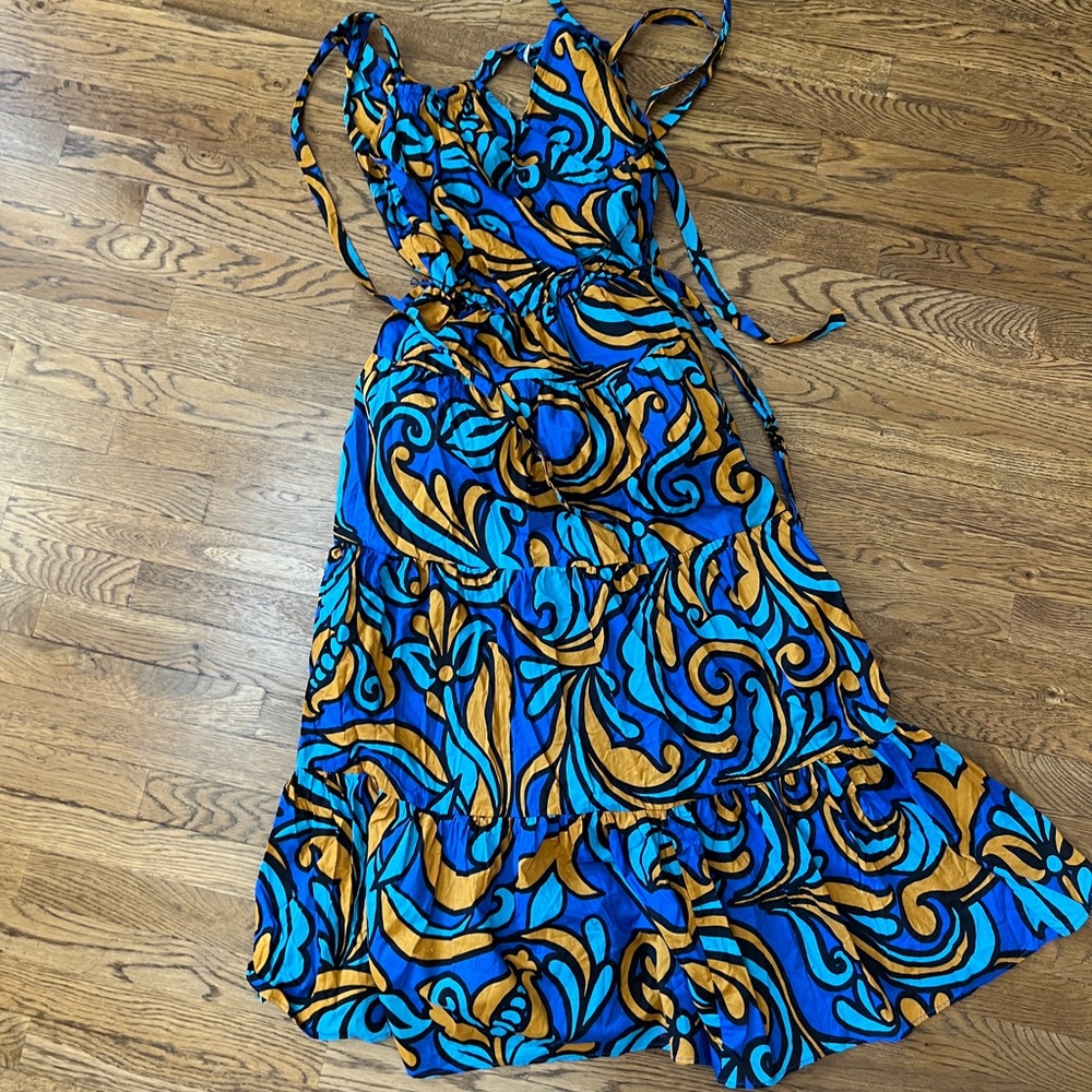 Zara MIDI halter printed dress- like new, size M